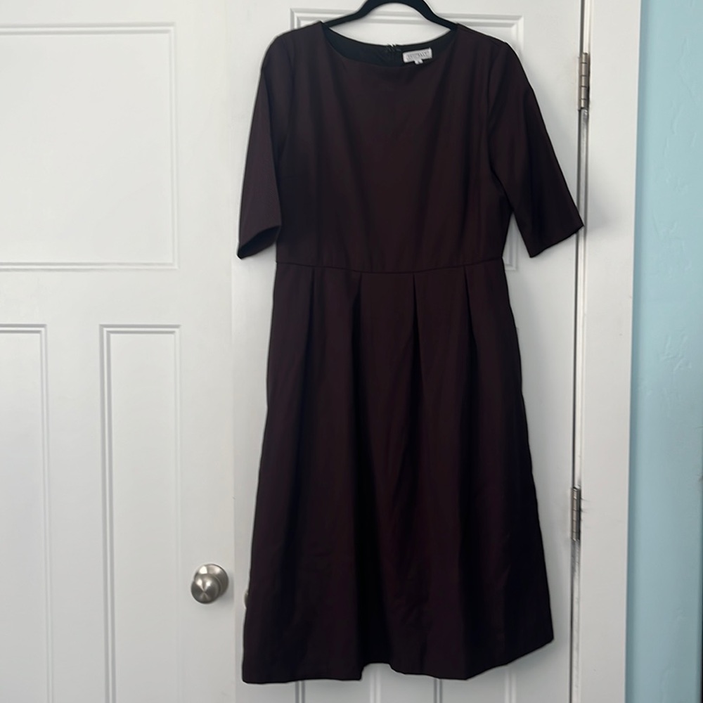 Maroon and black knee length dress